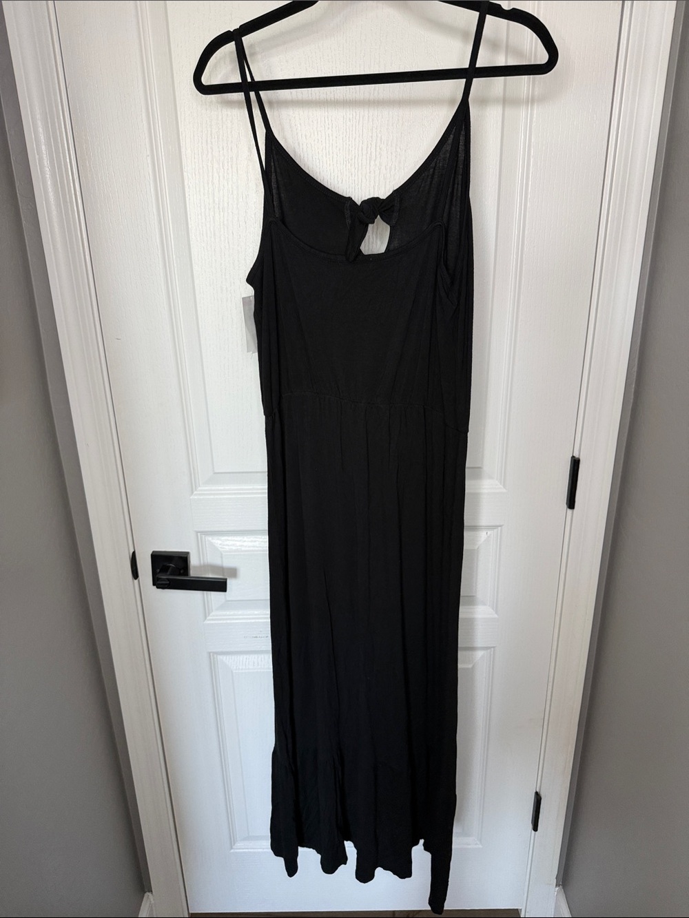 Loveappella Black Spaghetti Strap Maxi with Back Knot
